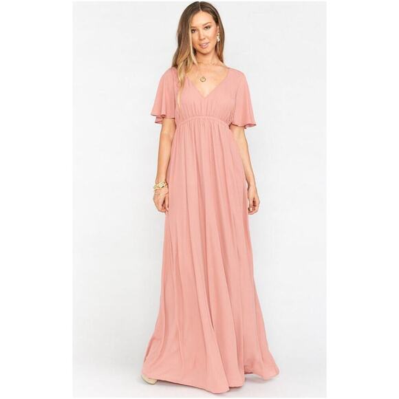 NWT Show Me Your MuMu Emily Empire Maxi Dress On Rustic Mauve Size Medium - Picture 1 of 8